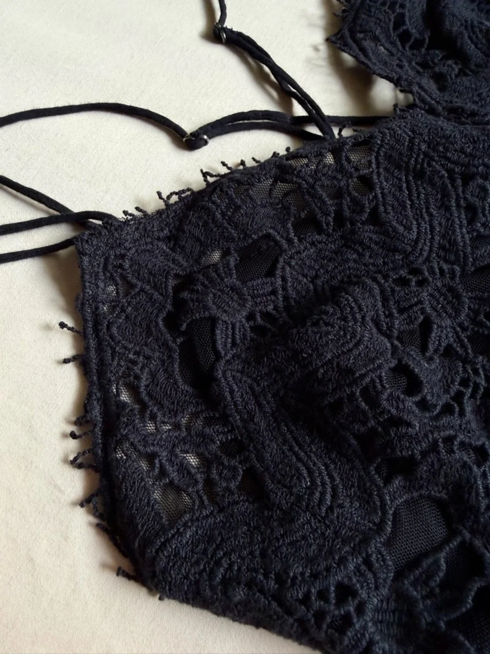 Free People FP One‎ Black Lace Bralette Cami Scalloped Hem M